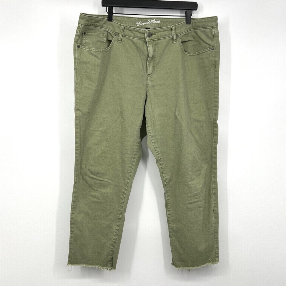 Universal Thread Jeans Mid Rise Boyfriend Crop Green Fray Hem